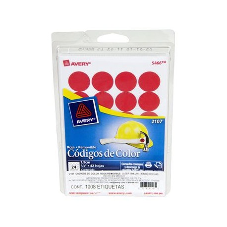 ETIQUETA ADHESIVA CIRCULAR ROJA 3/4" 816PZ