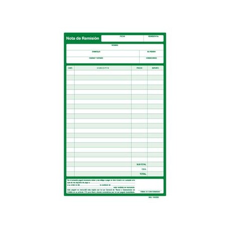 Nota de remision Media carta, 4 Blocks de 50 Hojas