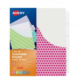 Separador Avery 5 Pestañas Transparentes Diseños Surtidos