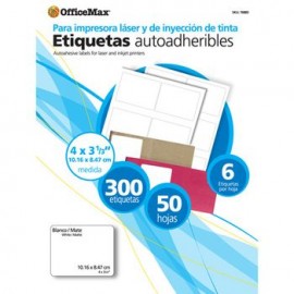 ETIQUETA BLANCA 4 X 3 1/3"OMX PAQ CON 50 HOJAS300 PIEZAS