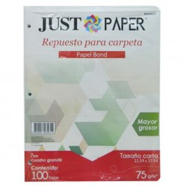 HOJAS PARA CARPETA 75 G CUADRO GRANDE C7 JUST PAPER