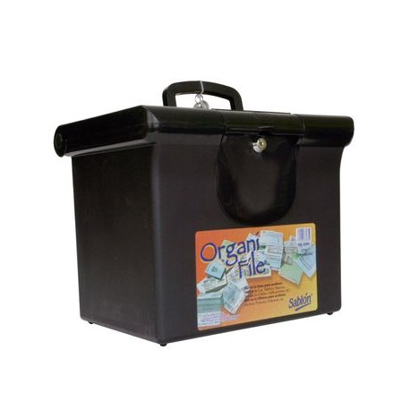 Archivero Organifile de Plástico Carta con Llave Negro