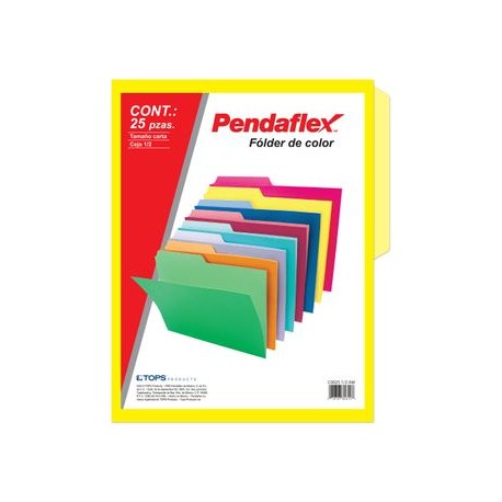 FOLDER AMARILLO CARTA PENDAFLEX 25PZ DOBLE TONALIDAD