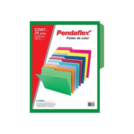 FOLDER VERDE CARTA PENDAFLEX 25PZ DOBLE TONALIDAD