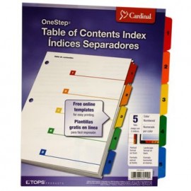 SEPARADOR 5 DIVISIONES Pestañas MULTICOLOR ONESTEP