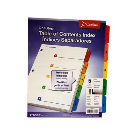 SEPARADOR 5 DIVISIONES Pestañas MULTICOLOR ONESTEP