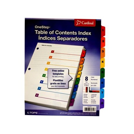 SEPARADOR 8 DIVISIONES Pestañas MULTICOLOR ONESTEP