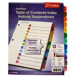 SEPARADOR 12 DIVISIONES Pestañas MULTICOLOR ONESTEP