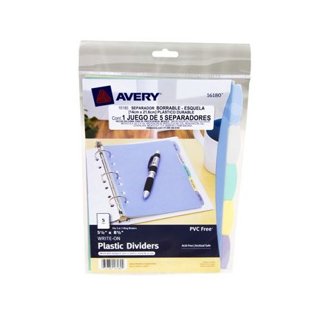 Separador Con PestaAs De Colores EsqueA 5 Div Borrable