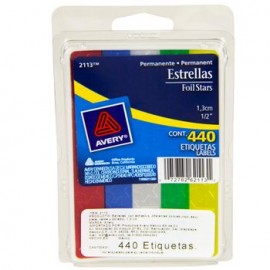 ETIQUETA ESTRELLAS 440 PZ COLORES METALICOS