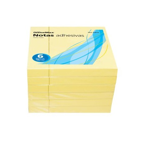 NOTAS ADHESIVAS AMARILLAS 60 0 HJ EN 6 BLOCKS OMX