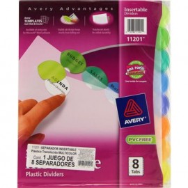 SEPARADOR 8DIVISIONES COLORES PUNTAS REDONDEADAS AVERY