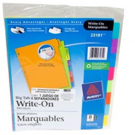 SEPARADOR 8 Pestañas NEON BORRABLES AVERY