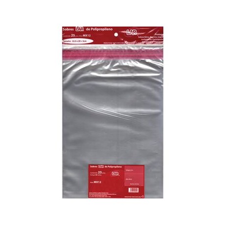 Sobre Transparente Celofan 22,5X29 Pqte 25 piezas LAR