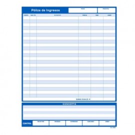 PÓLIZA de Ingresos 2 Blocks de 50 hojas tamaño carta