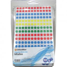 Etiquetas redondas mixtas de 6mm 960 piezas Officemax