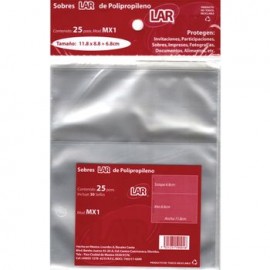 Sobre Transparente Celofan 11,8X8 8 Pqte 25 piezas LAR