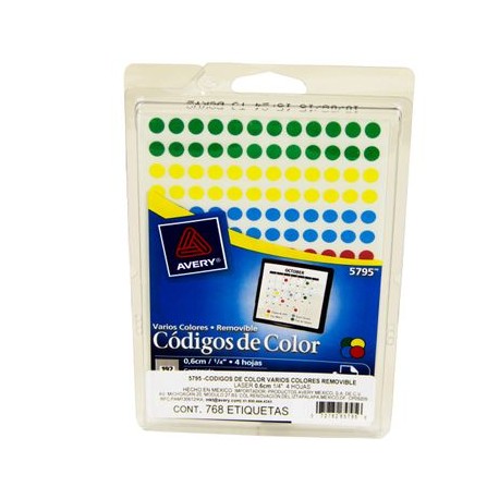 ETIQUETA ADHESIVA CIRCULAR COLORES 1/4" 768PZ