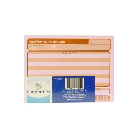 VALE PROVICIONAL DE CAJA 3 BLOCKS CON 50 HOJAS con U