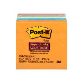 Notas Super Sticky Neon 7.6Cmx7.6Cm 4Block Con 90Hj Con U