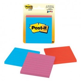 NOTAS SUPER STICKY COLORES NEON con RAYAS 10X10 CM con 90 HJS