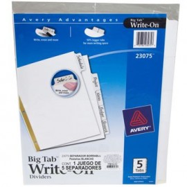 SEPARADOR 5 Pestañas BLANCAS BORRABLES AVERY