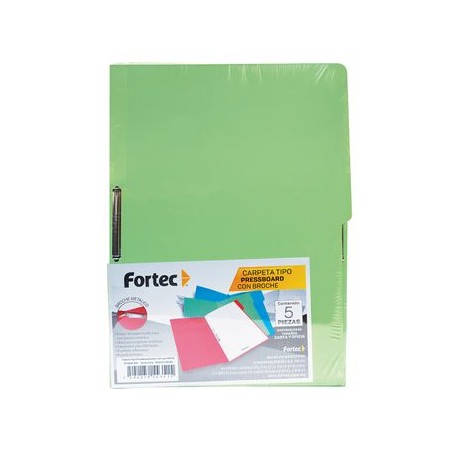 Carpeta Tipo  Pressboard Broche 8cm OFICIO VERD COL C/5