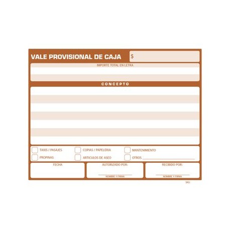 Vale Provisional 1/4 carta, 4 blocks de 50 hojas