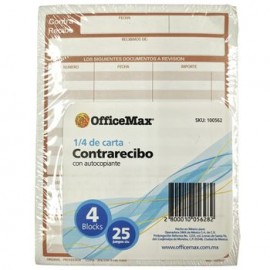Contrarecibo 4B 1/4C Autocopiante 4 Blocks de 25 juegos