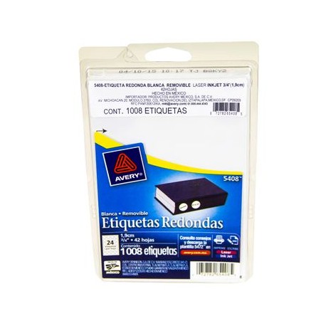 Etiqueta Adhesiva Circular Blanca 3/4" 846Pz