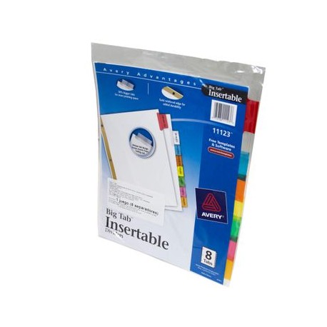 SEPARADOR BLANCO CARTON 8 Pestañas MULTICOLOR INSERTABLE