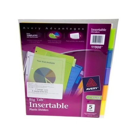 Separador 5 Divisiones Pestañas A Colors Durable Avery