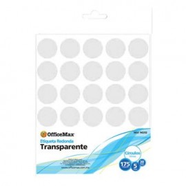 Etiqueta redonda de 18mm transparente, 150 piezas Officemax