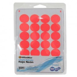 Etiquetas redondas rojo neón  1.9 cm 50 4 piezas Officemax