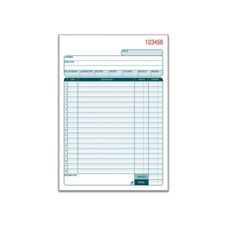 Libro De Ventas/Pedidos 50 Jgs/Papel Carbon Orig Y 2 Copias