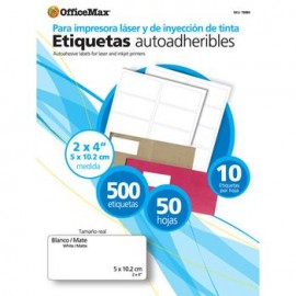 ETIQUETA BLANCA 4 X 2" OMX PAQ CON 50 HOJAS500 PIEZAS