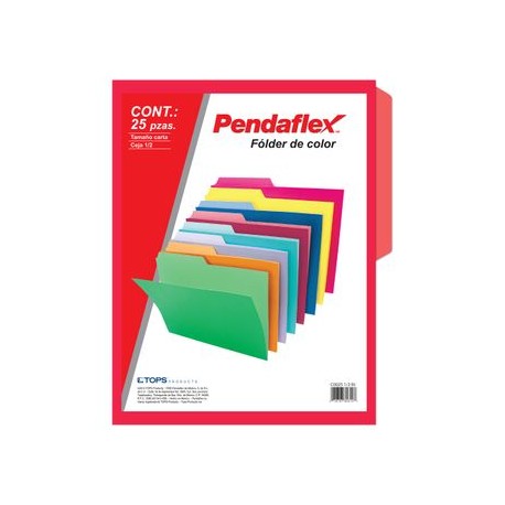 FOLDER ROJO CARTA PENDAFLEX 25PZ DOBLE TONALIDAD