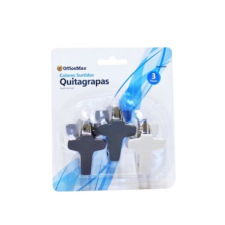 QUITAGRAPAS con CUERPO Metálico Y ASAS D/Plástico COLORES 3PZ