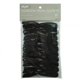 Cordon para gafete Sigel Negro 10 piezas