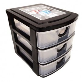 Mini Cajonera Escritorio 3 Niveles Negra