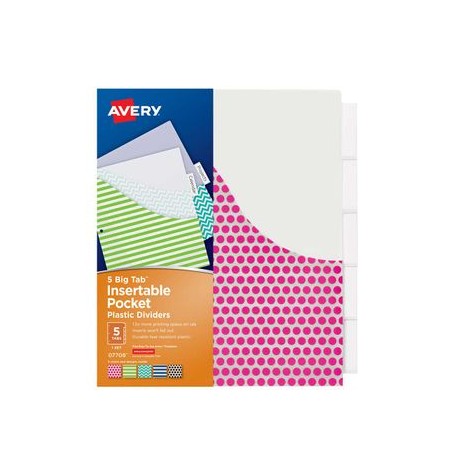 Separador Avery 5 Pestañas Transparentes Diseños Surtidos