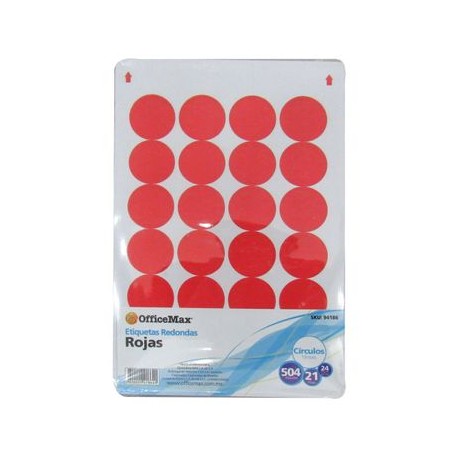Etiquetas redondas rojas 1.9 cm 50 4 piezas OMX