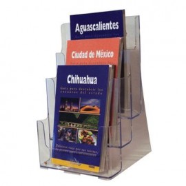 Portarevistas Acrílico 3 Niveles Para Mostrador o Pared OMX