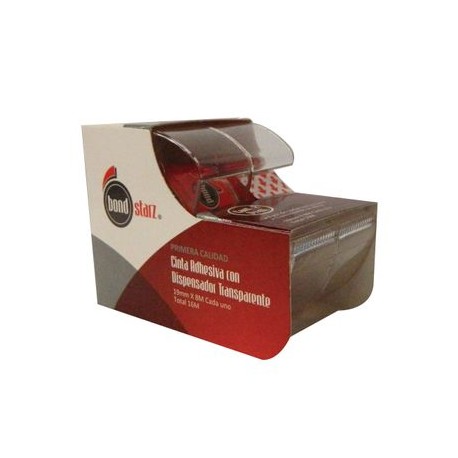 Cinta Adhesiva Transparente Premium 2Pz Con Dispensador