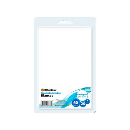 Etiquetas rectangulares blancas de 3.8x7.5 cm c/60 pzs.