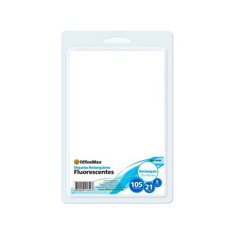 Etiqueta rectangular fluorecente 2.5 x 7.6cm 10 5 piezas