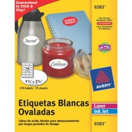 ETIQUETA OVALADAS BLANCAS 3.8X6.2 CON 270 PZA