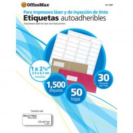 ETIQUETA BLANCA2 5/8 X 1" OMX PAQ CON 50 HOJAS 1500 piezas