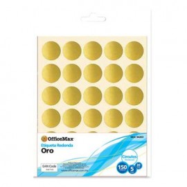 Etiqueta redonda de 18mm oro, 150 piezas Officemax