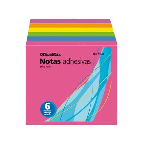 NOTAS ADHESIVAS NEON 6 BLOCKS DE 100H con U